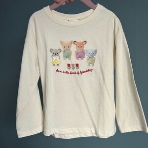 Zara Cream Long Sleeve Tee with Animal Friends